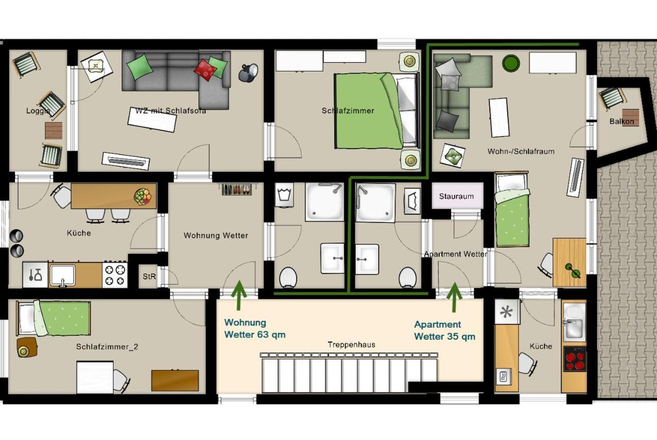 Haus Homann-Schneider, Wohnung Wetter Wetter  Eksteriør bilde